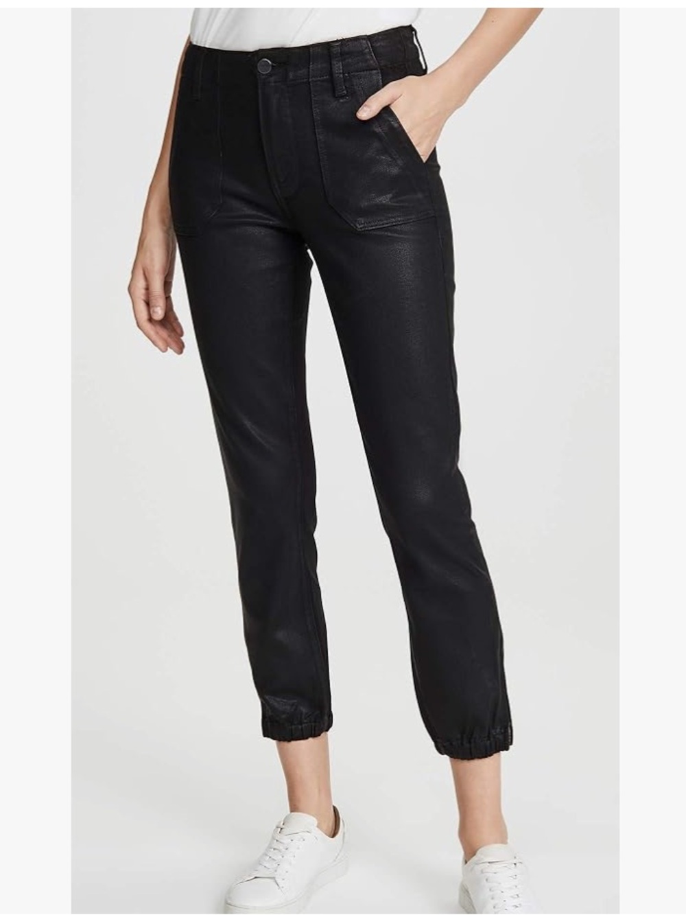 PAIGE Womens MAYSLIE Transcend Coated Denim Weekender cropped JOGGER Pants 26